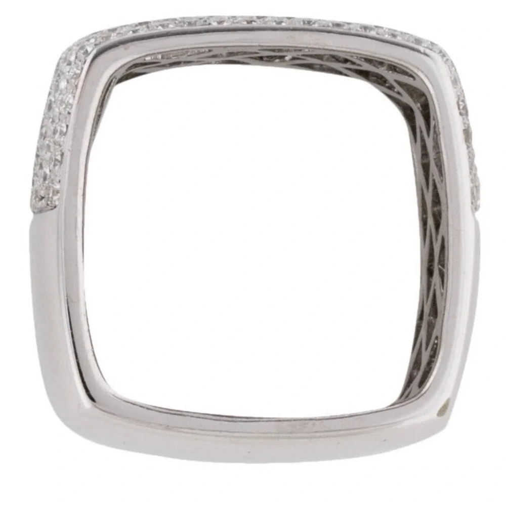 18K White‎ Gold 1.32ctw 165 Round Pavé Diamond Band 6.75 Rhodium-Plated Finish